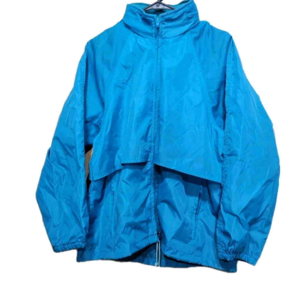 Vintage 90s Eddie Bauer  Lightweight Aqua Blue Windbreaker Jacket Womens  Medium